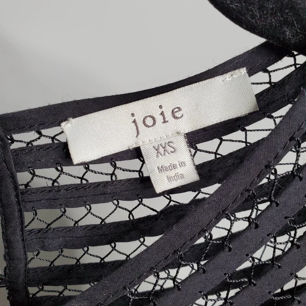 JOIE • Black Mishika Cotton Silk Blend Drawstring Victorian Dress Sz XXS - Picture 6 of 9